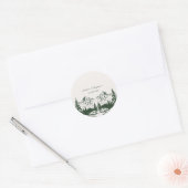 手描きの山の夏の結婚式 ラウンドシール (封筒)