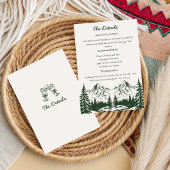 手描きの山の夏の結婚式 招待状