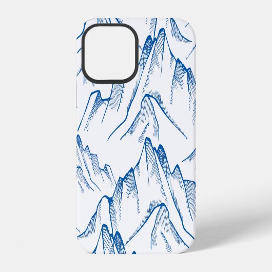 手描きの山の風景パターン iPhoneケース (裏面)