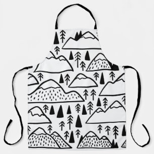 手描きの山並み。山のコレクション エプロン