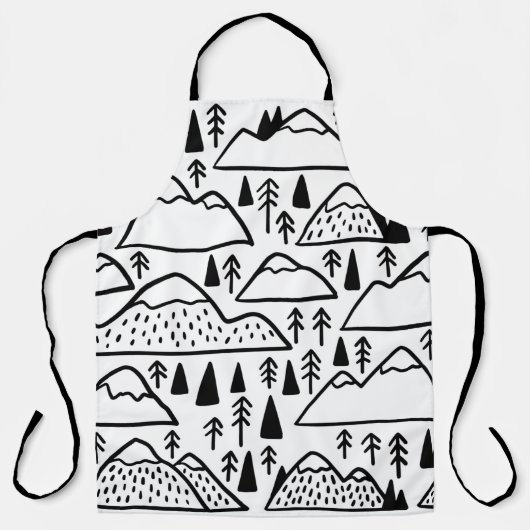 手描きの山並み。山のコレクション エプロン (正面)