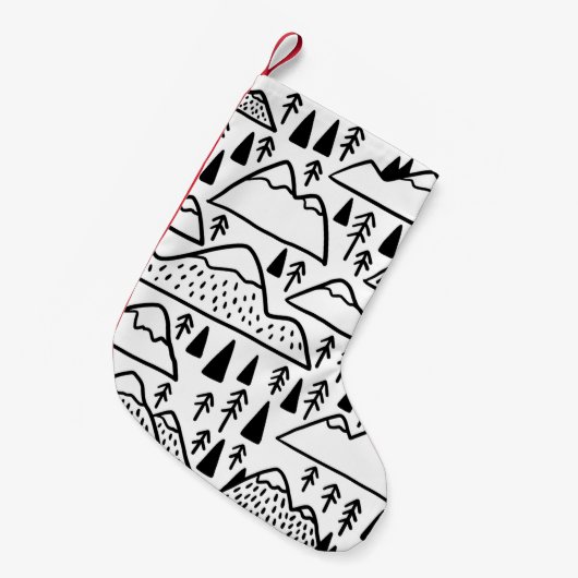 手描きの山並み。山のコレクション スモールクリスマスストッキング (正面 (吊り時))