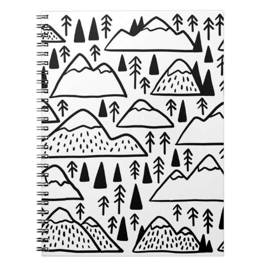 手描きの山並み。山のコレクション ノートブック (正面)