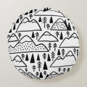 手描きの山並み。山のコレクション ラウンドクッション (裏面)