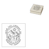 手描きの山岳ハイカー・エクスリブリス ラバースタンプ (押印)