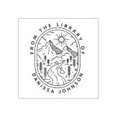 手描きの山岳ハイカー・エクスリブリス ラバースタンプ (インプリント)