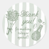 手描きの市場直送の花嫁シャワー ラウンドシール (正面)