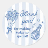 手描きの市場直送の花嫁シャワー ラウンドシール (正面)