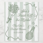 手描きの市場直送 ブライダルシャワー ワインラベル (シングルラベル)