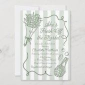 手描きの市場直送 ブライダルシャワー 招待状 (正面)