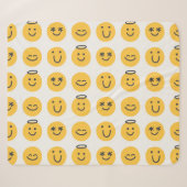 手描きの幸せな絵文字パターン シェルパブランケット (正面(横))
