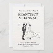 手描きの幻想的なカップルの結婚式 招待状 (正面)