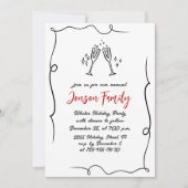 手描きの幻想的なクリスマスホリデーディナー 招待状 (正面)