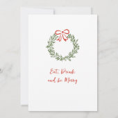 手描きの幻想的なクリスマスホリデーディナー 招待状 (裏面)