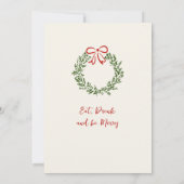 手描きの幻想的なクリスマスホリデーディナー 招待状 (裏面)