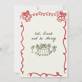 手描きの幻想的なクリスマスホリデーディナー 招待状 (裏面)