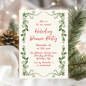 手描きの幻想的なクリスマスホリデーディナー 招待状