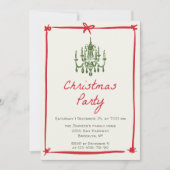 手描きの幻想的なクリスマスホリデーパーティー 招待状 (正面)