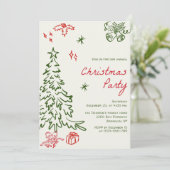 手描きの幻想的なクリスマスホリデーパーティー 招待状 (スタンド正面)