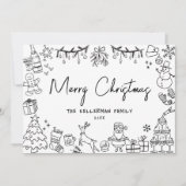 手描きの幻想的なクリスマス シーズンカード (正面)