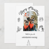 手描きの幻想的なフラットホリデーカード シーズンカード (正面/裏面)