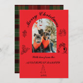 手描きの幻想的なフラットホリデーカード シーズンカード (正面/裏面)