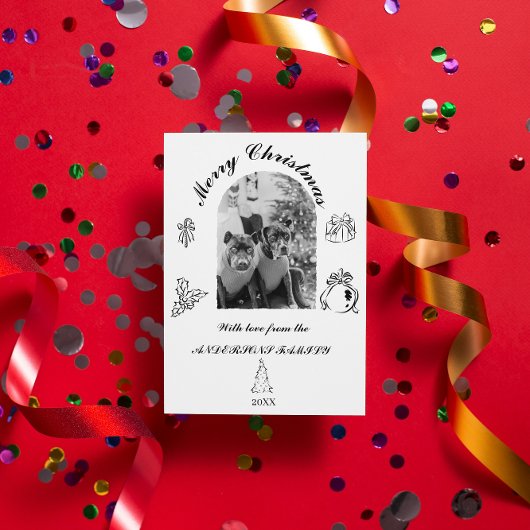 手描きの幻想的なフラットホリデーカード シーズンカード