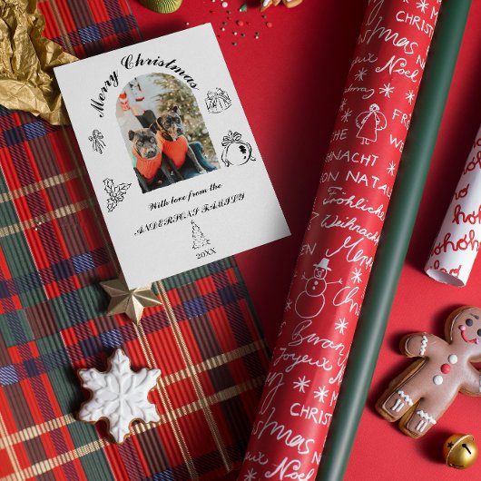 手描きの幻想的なフラットホリデーカード シーズンカード