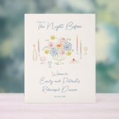 手描きの幻想的なリハーサルディナーウェルカムサイン アクリルサイン (ニュートラル)