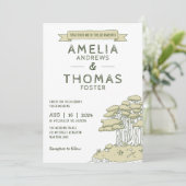 手描きの幻想的な森のウェディング 招待状 (スタンド正面)