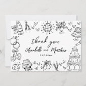 手描きの幻想的な結婚式 サンキューカード (正面)