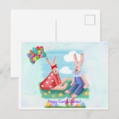 手描きの庭園でのLissyとPenneyのイラスト シーズンポストカード (正面/裏面)