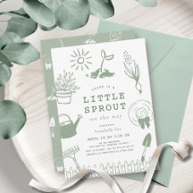 手描きの庭園ベビーシャワー Little Sprout