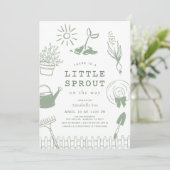 手描きの庭園ベビーシャワー Little Sprout 招待状 (スタンド正面)