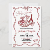 手描きの弓で愛を表現した結婚前お披露目パーティ 招待状 (正面)