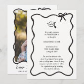 手描きの弓の卒業お知らせ 招待状 (正面/裏面)