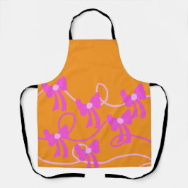 手描きの弓 ピンク+イエローのラバーズ エプロン