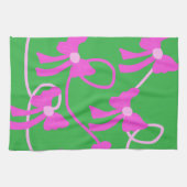 手描きの弓 ピンク+イエローのラバーズ キッチンタオル (横)
