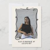 手描きの弓 21歳の楽しい写真 誕生日パーティー 招待状 (裏面)