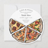 手描きの愛とピザ イタリアン ブライダル 招待状 (正面)