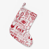 手描きの愛のドードル  スモールクリスマスストッキング (正面 (吊り時))