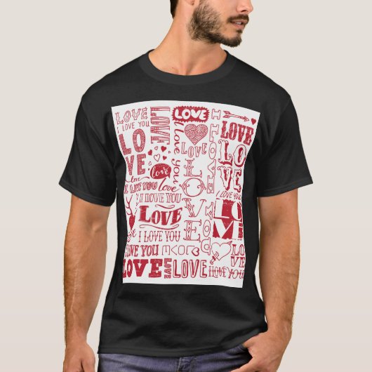 手描きの愛のドードル、パタ魅力的ーン。 Tシャツ (正面)