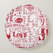 手描きの愛のドードル  ラウンドクッション (裏面)