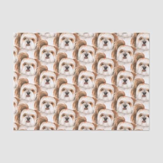 手描きの愛らしいシーズー犬の顔 薄葉紙 (正面)