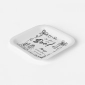 手描きの愛らしいハロウィーンブライダルシャワー ペーパープレート (傾斜あり)