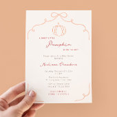 手描きの愛らしい小さなかぼちゃの秋のベイビーシャワー 招待状