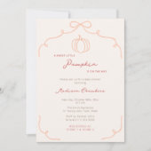 手描きの愛らしい小さなかぼちゃの秋のベイビーシャワー 招待状 (正面)