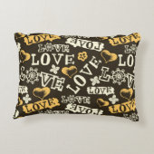 手描きの愛パターン アクセントクッション (裏面)