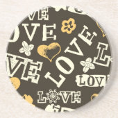 手描きの愛パターン コースター (正面)