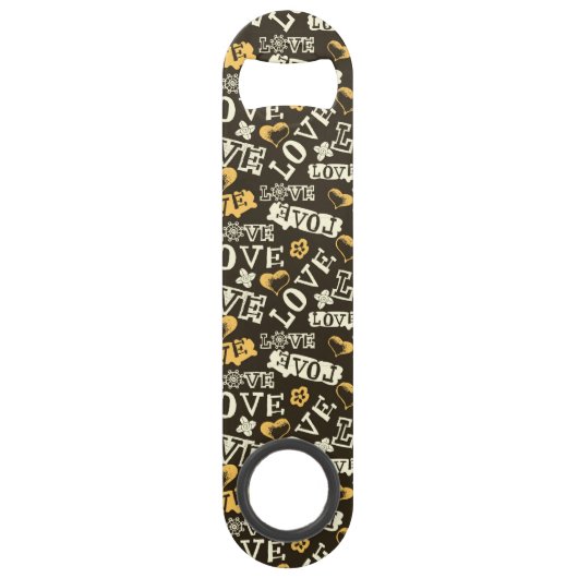 手描きの愛パターン スピード栓抜き (正面)